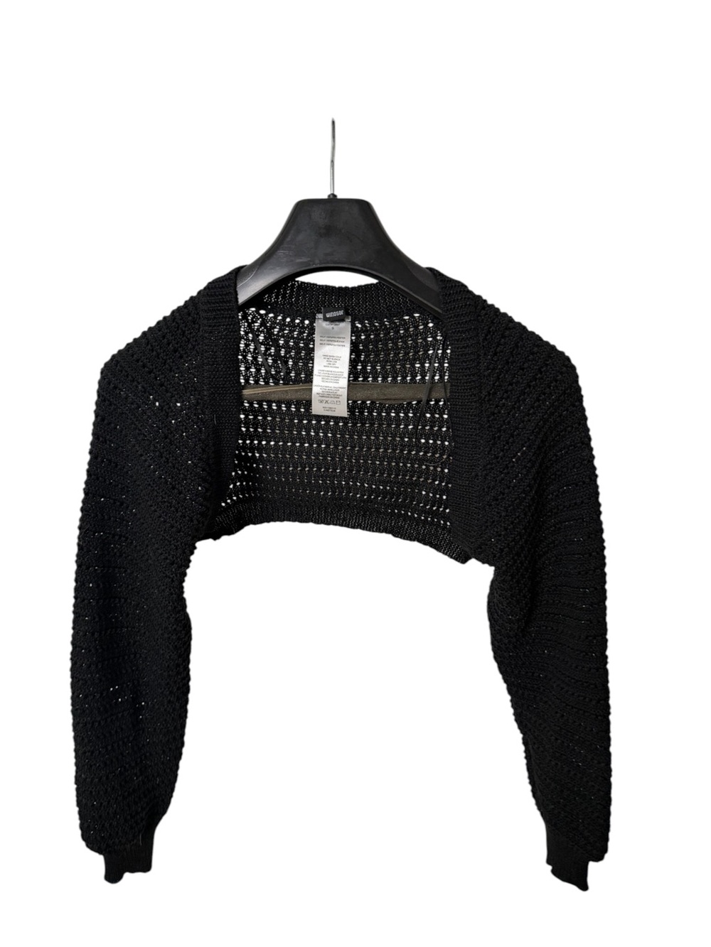 Windsor Black Open-Knit Cropped Shrug